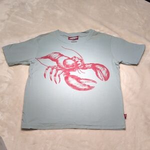 Blue and Red Short Sleeve Tee with Lobster Graphic